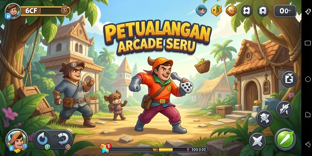 Tampilan gameplay seru dalam 6CF yang menantang.