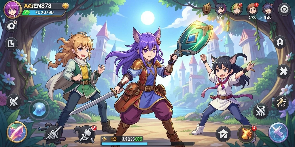 Tampilan gameplay AGEN878 yang penuh warna dan karakter menarik.