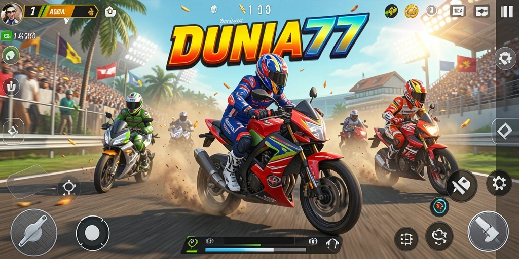 Gameplay balapan motor yang menegangkan dan penuh aksi.