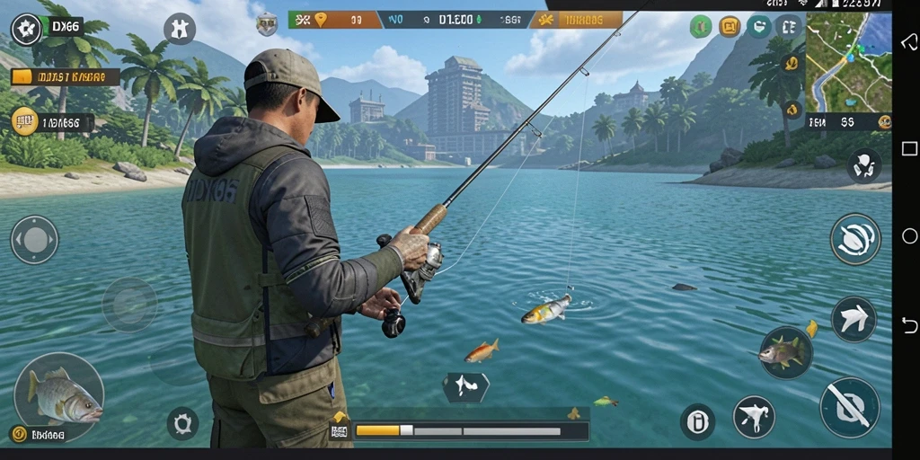 Tampilan aksi memancing seru dalam IDX66 yang menampilkan berbagai jenis ikan.