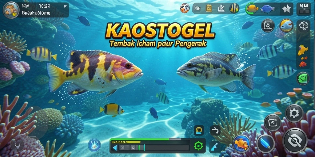 Gameplay seru KAOSTOGEL menembak ikan berwarna-warni.