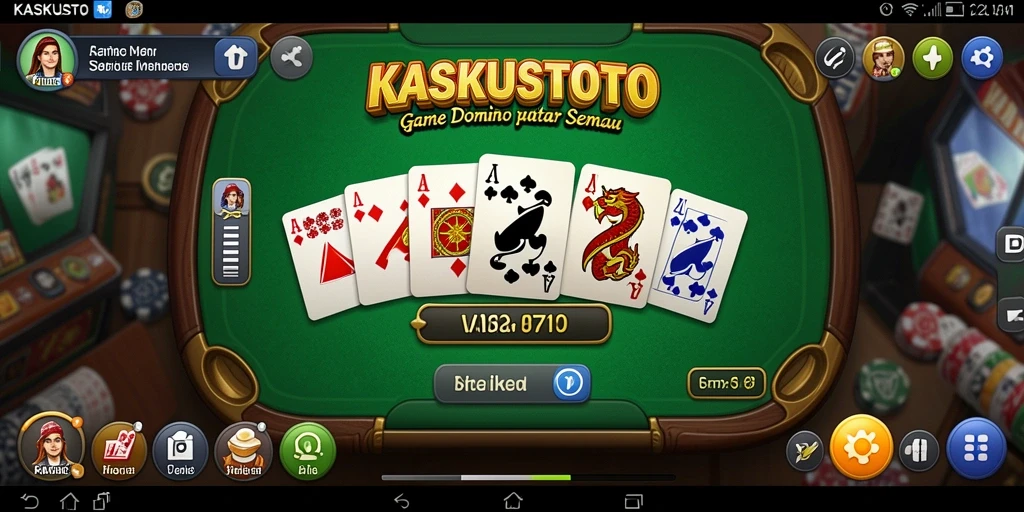 Screenshot utama gameplay KASKUSTOTO menampilkan keseruan permainan domino.