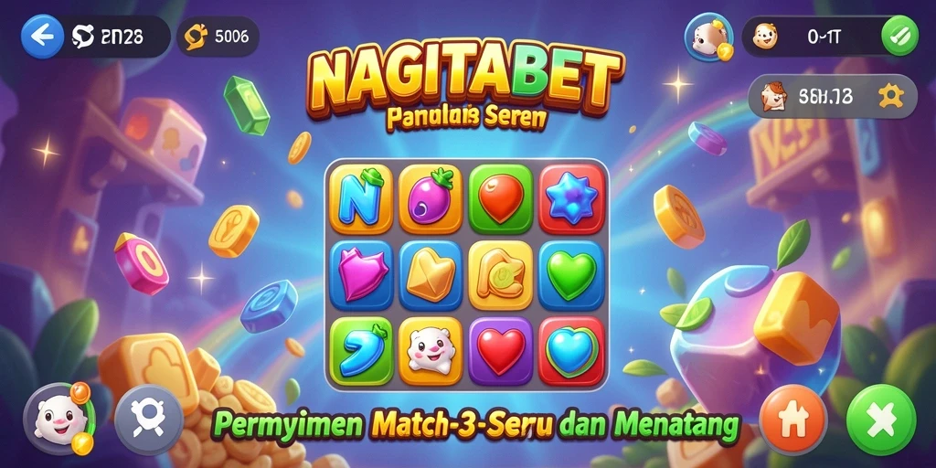 Tampilan gameplay seru dari NAGITABET dengan berbagai level Match-3.