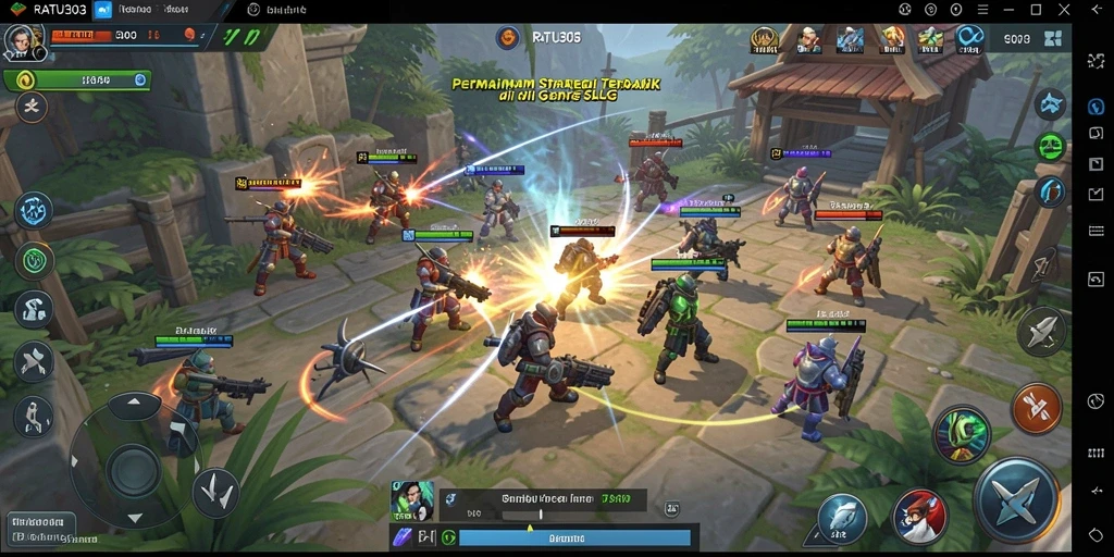 Screenshot utama RATU303 menampilkan pertempuran strategis yang menarik.