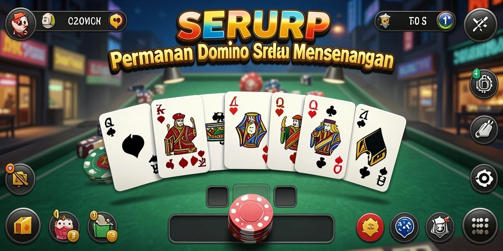 Tangkapan layar utama SERURP menampilkan gameplay seru permainan Domino.