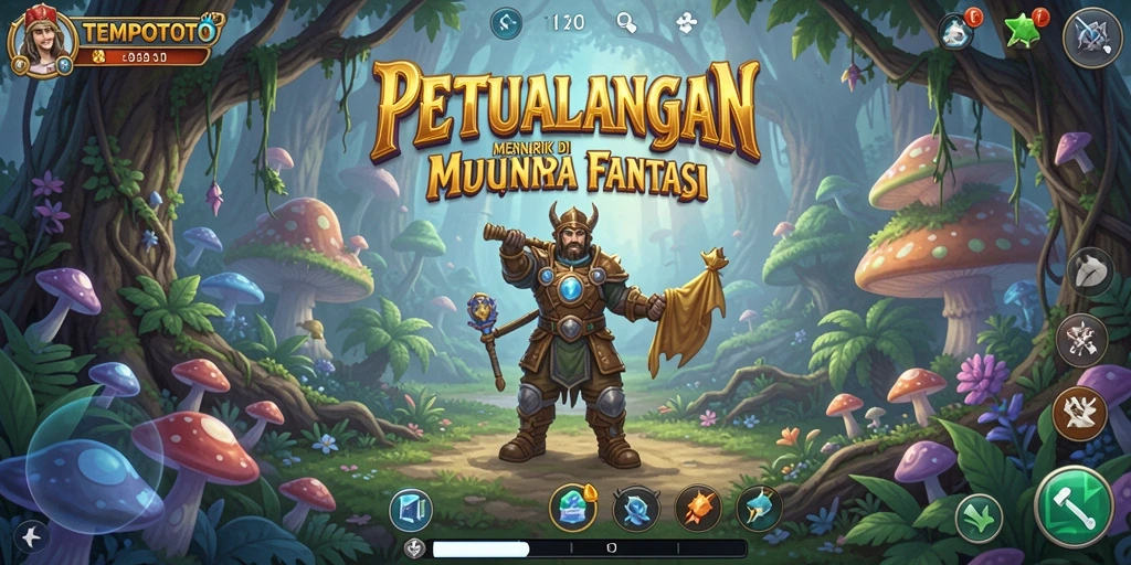 Screenshot utama TEMPOTOTO menampilkan aksi petualangan yang mendebarkan.
